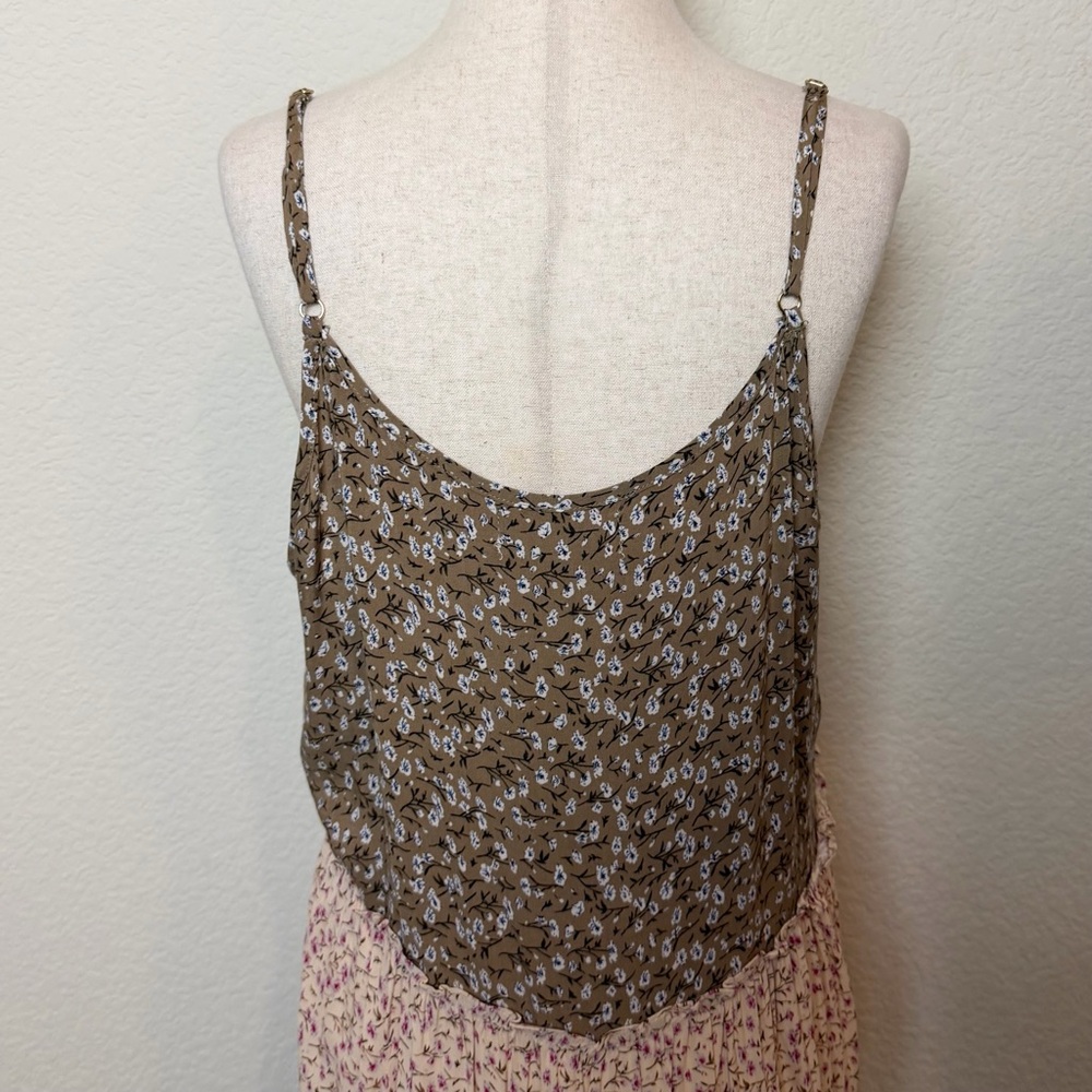 Boho Tiered Spaghetti Strap Maxi Dress - Pink and Brown - Picture 9 of 12
